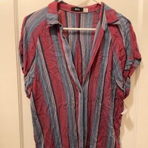 BDG Women's Bohemian Striped Button Up Shirt